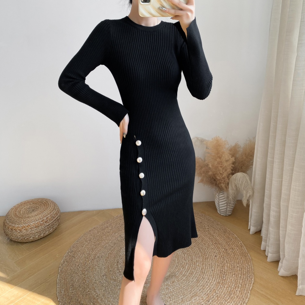 Slim Korean style sweater dress long dress for women