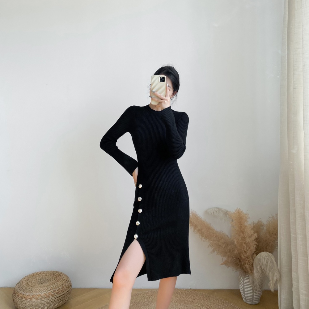 Slim Korean style sweater dress long dress for women