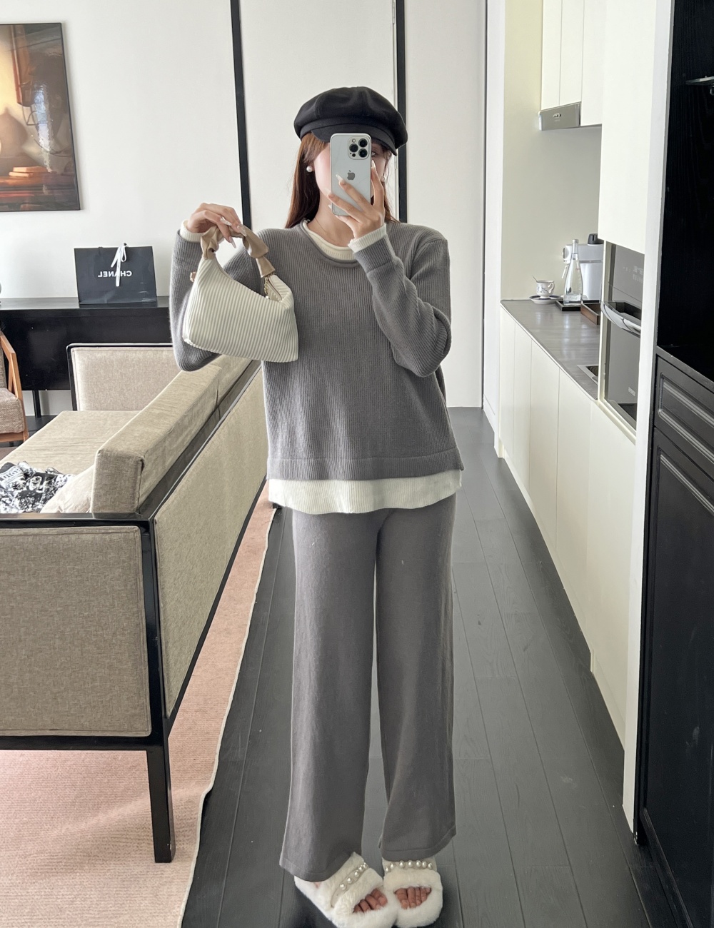 Korean style sweater loose wide leg pants 2pcs set