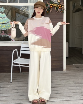 Autumn and winter loose wide leg pants 2pcs set