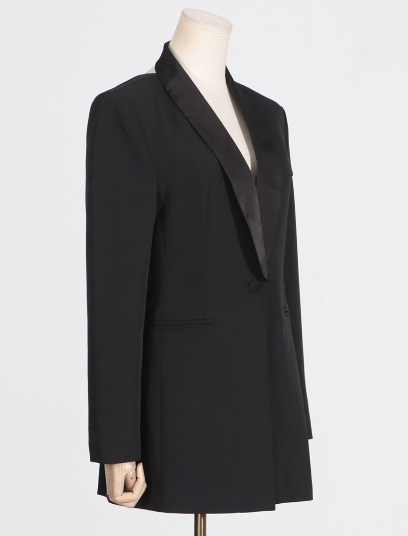 Autumn V-neck splice business suit fold halter coat