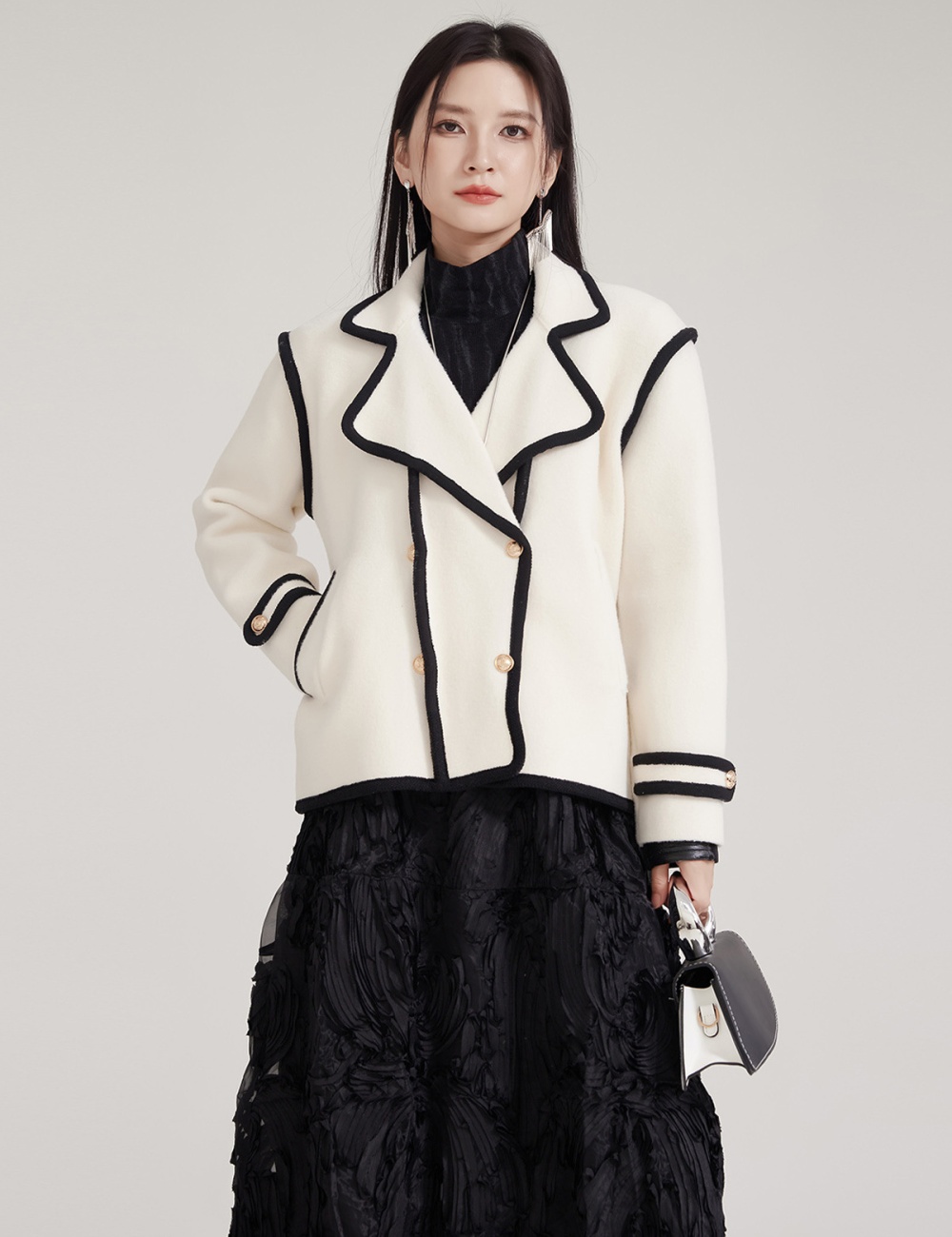 Loose woolen chanelstyle tops niche winter business suit