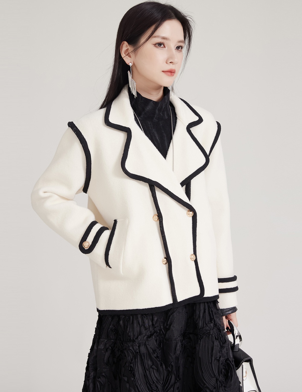 Loose woolen chanelstyle tops niche winter business suit