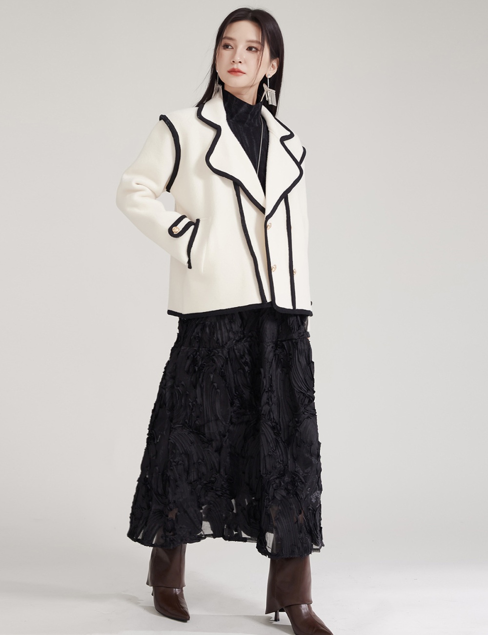 Loose woolen chanelstyle tops niche winter business suit