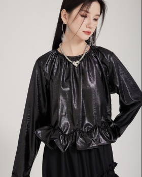 Autumn and winter leather coat cortical tops