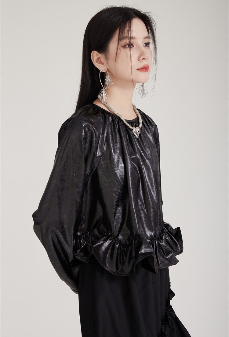 Autumn and winter leather coat cortical tops