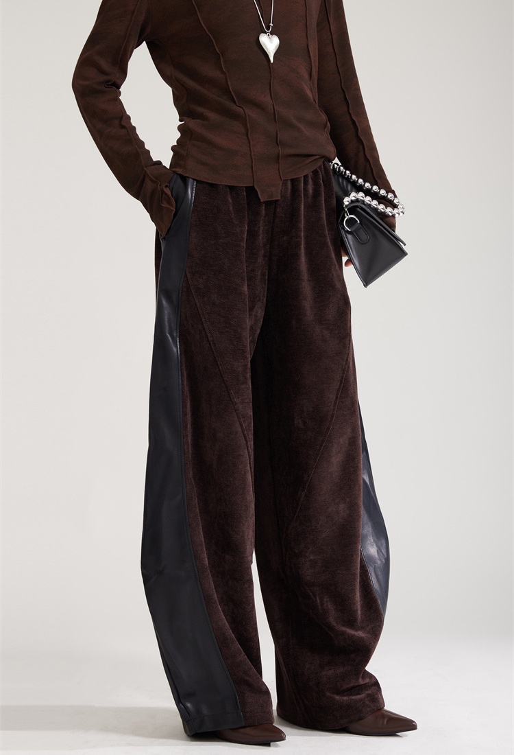 Thick sueding sweatpants plus velvet wide leg pants