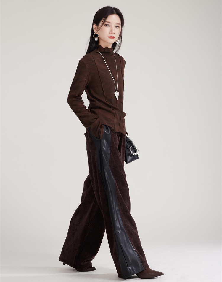 Thick sueding sweatpants plus velvet wide leg pants