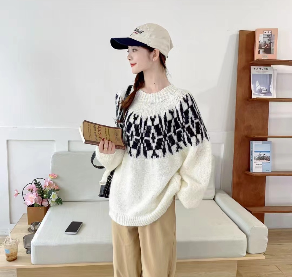 Loose lantern sleeve lazy sweater cashmere retro tops