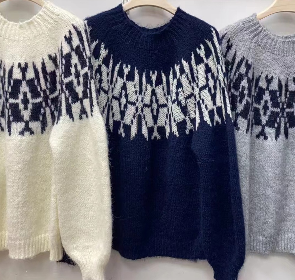 Loose lantern sleeve lazy sweater cashmere retro tops