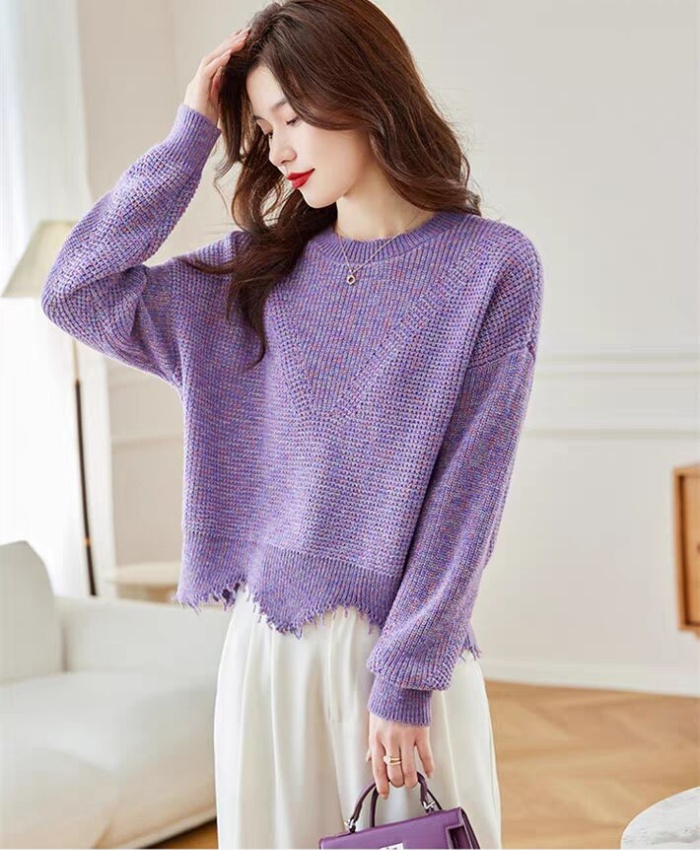 Low round neck sweater bottoming shirt for women