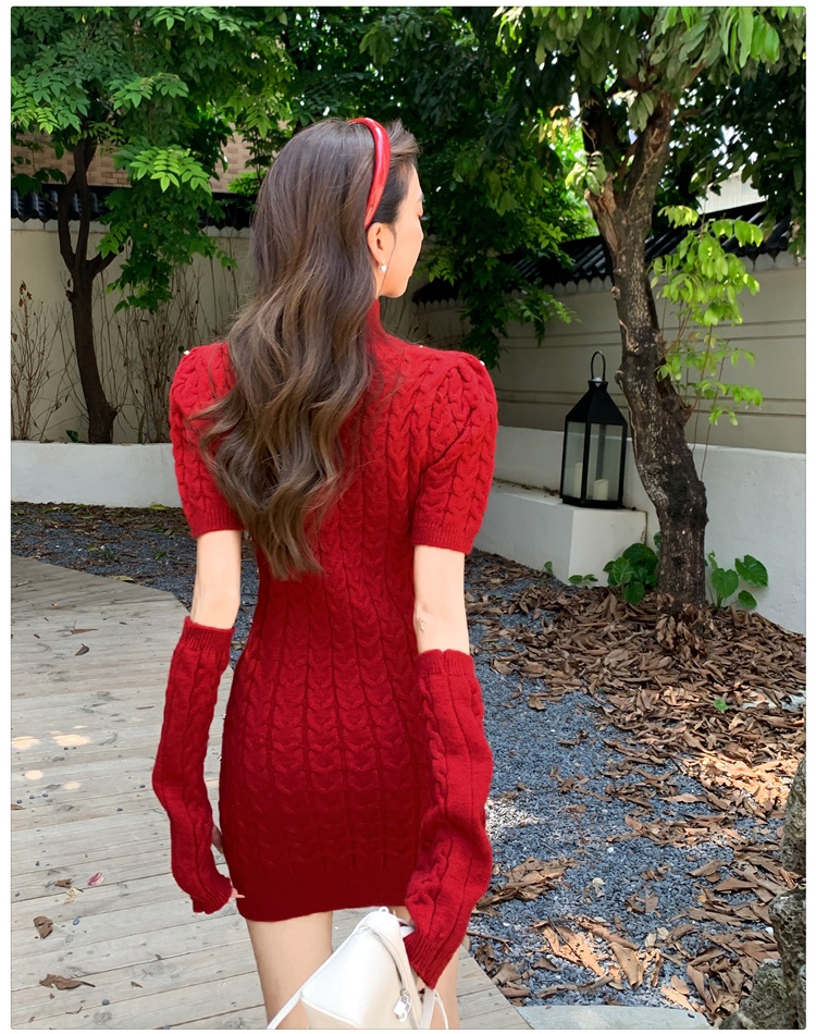 Slim wear T-back rhinestone christmas dress for women