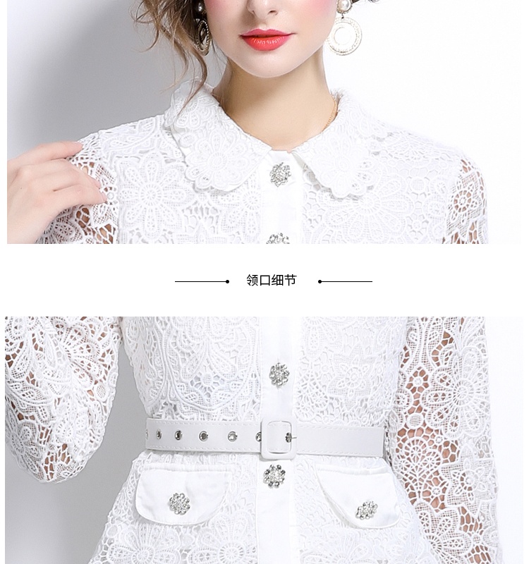 Lace long temperament sweet splice long sleeve dress