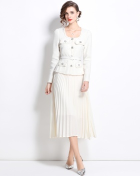 Temperament splice big skirt chanelstyle dress