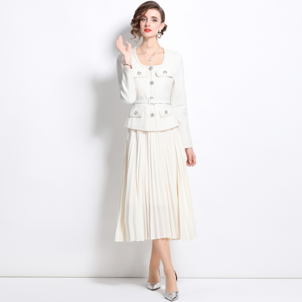 Temperament splice big skirt chanelstyle dress