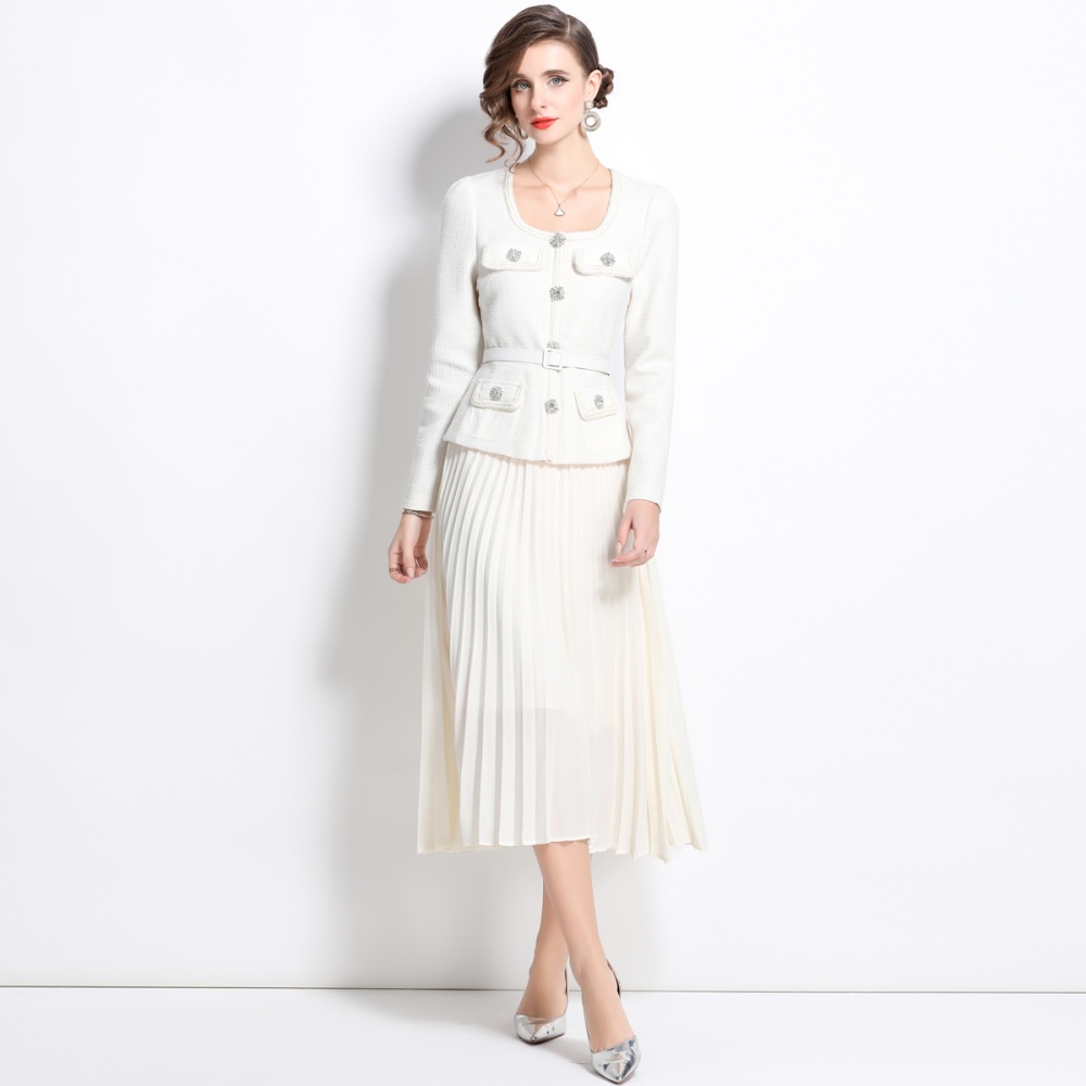 Temperament splice big skirt chanelstyle dress