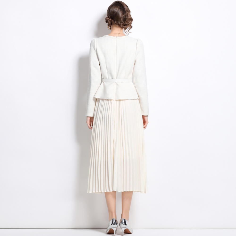 Temperament splice big skirt chanelstyle dress