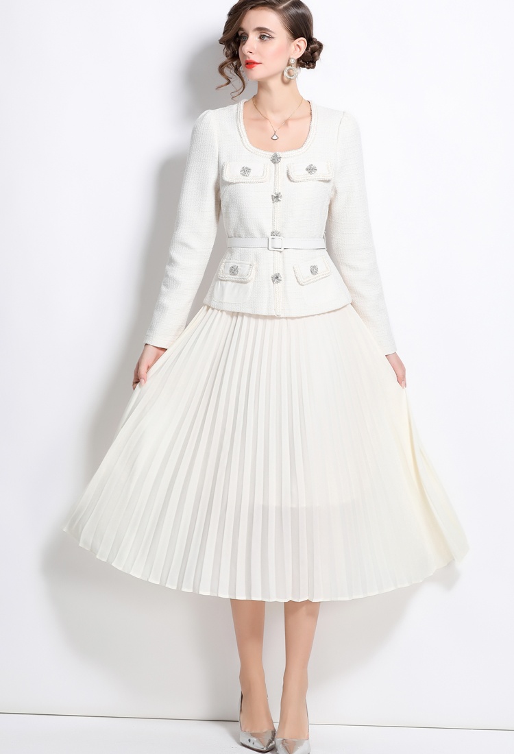 Temperament splice big skirt chanelstyle dress