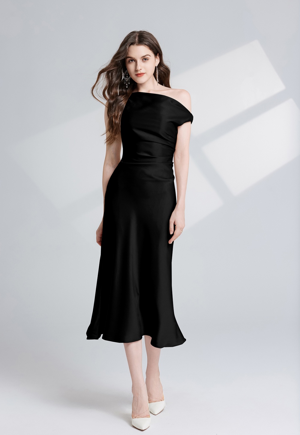 Slim sexy dress pinched waist evening dress