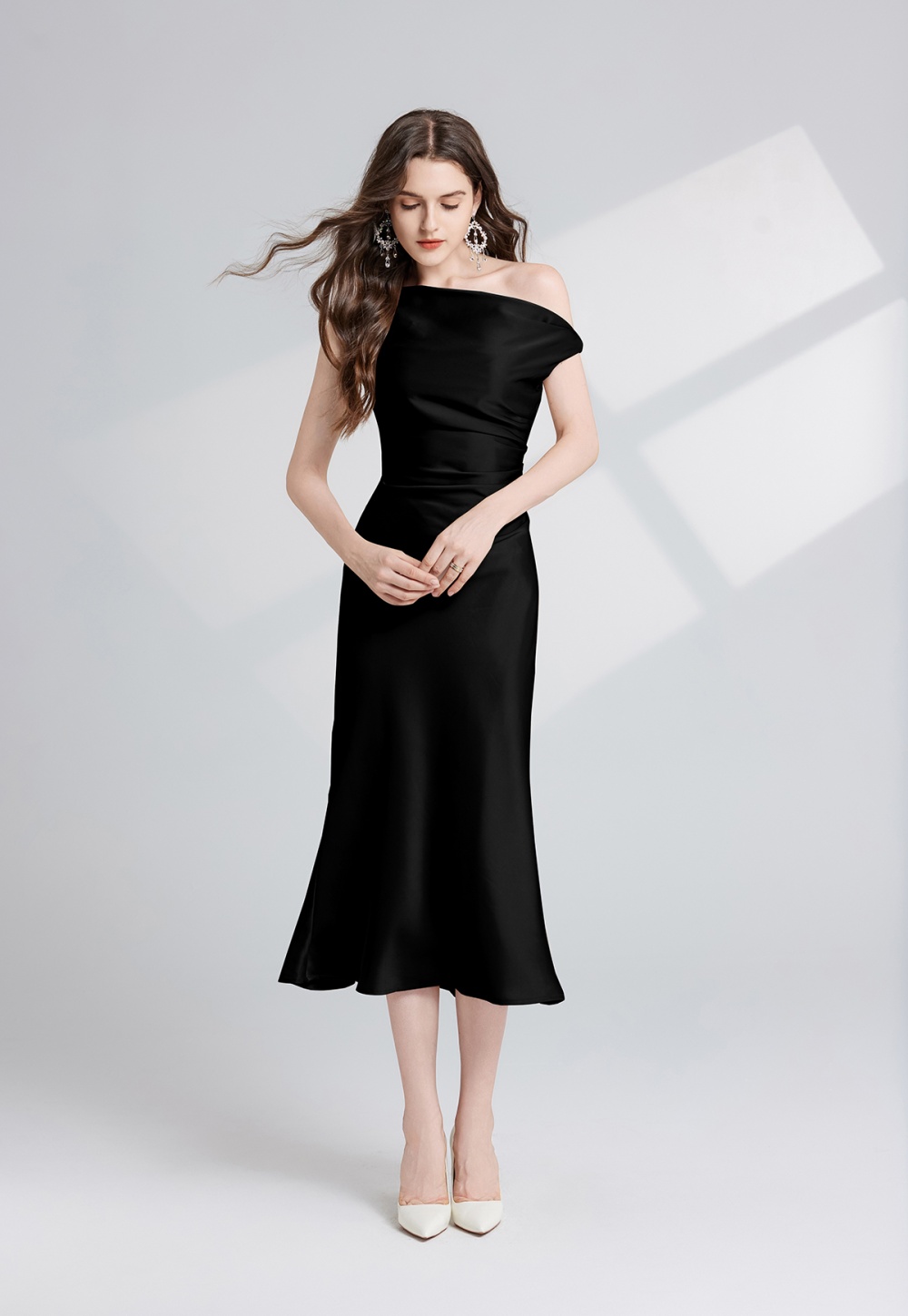 Slim sexy dress pinched waist evening dress