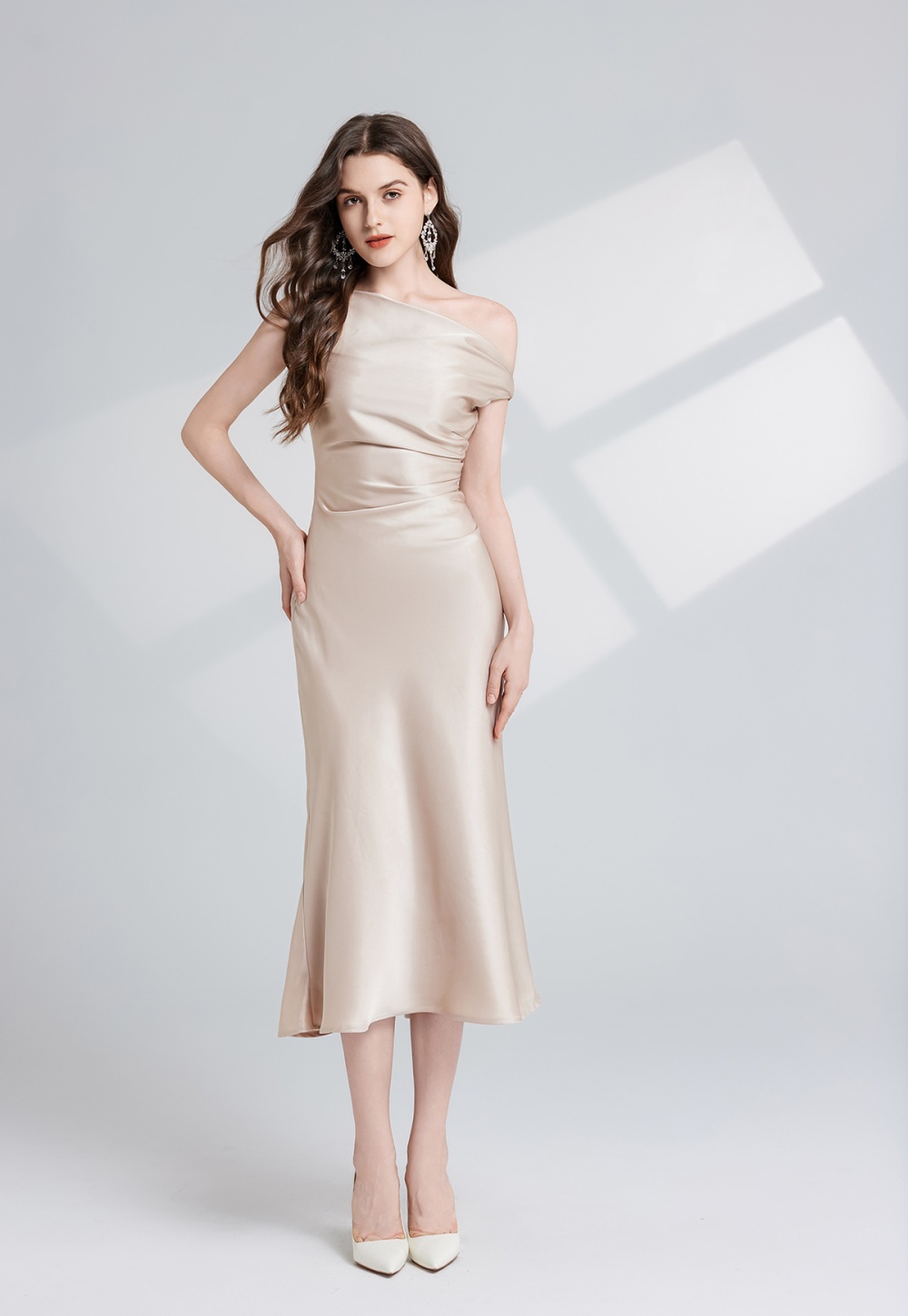 Slim sexy dress pinched waist evening dress