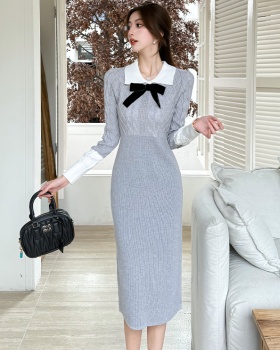 Knitted autumn and winter sweater slim dress for women