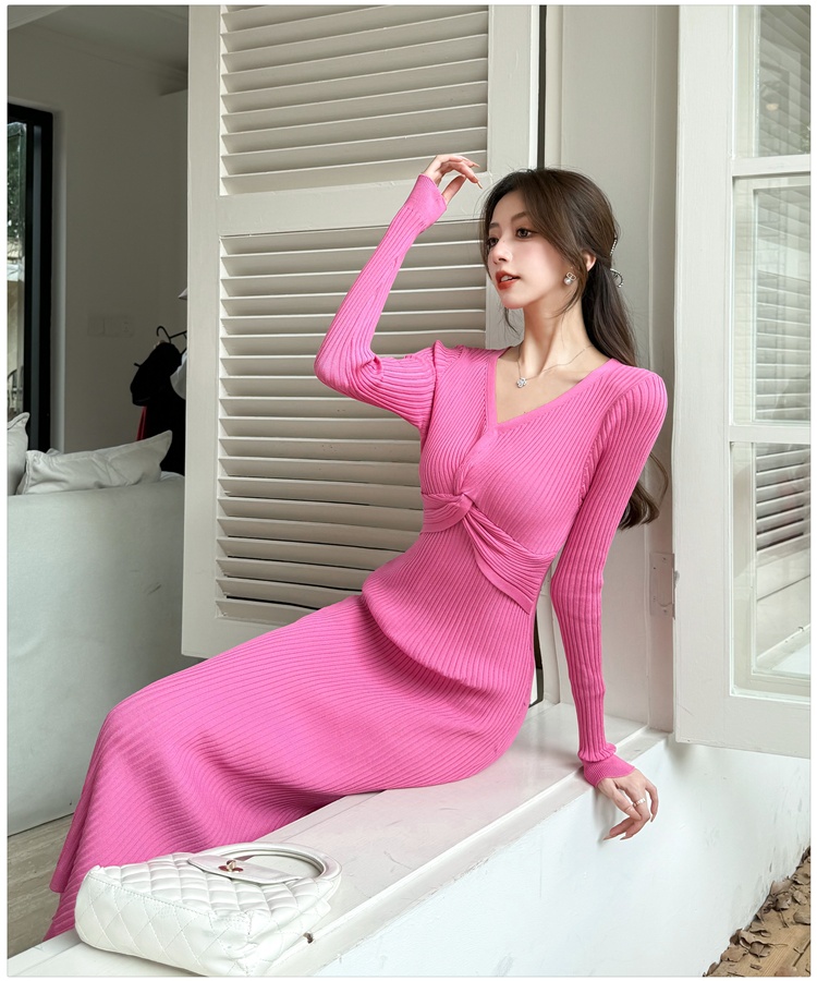 Knitted France style Casual light luxury slim dress