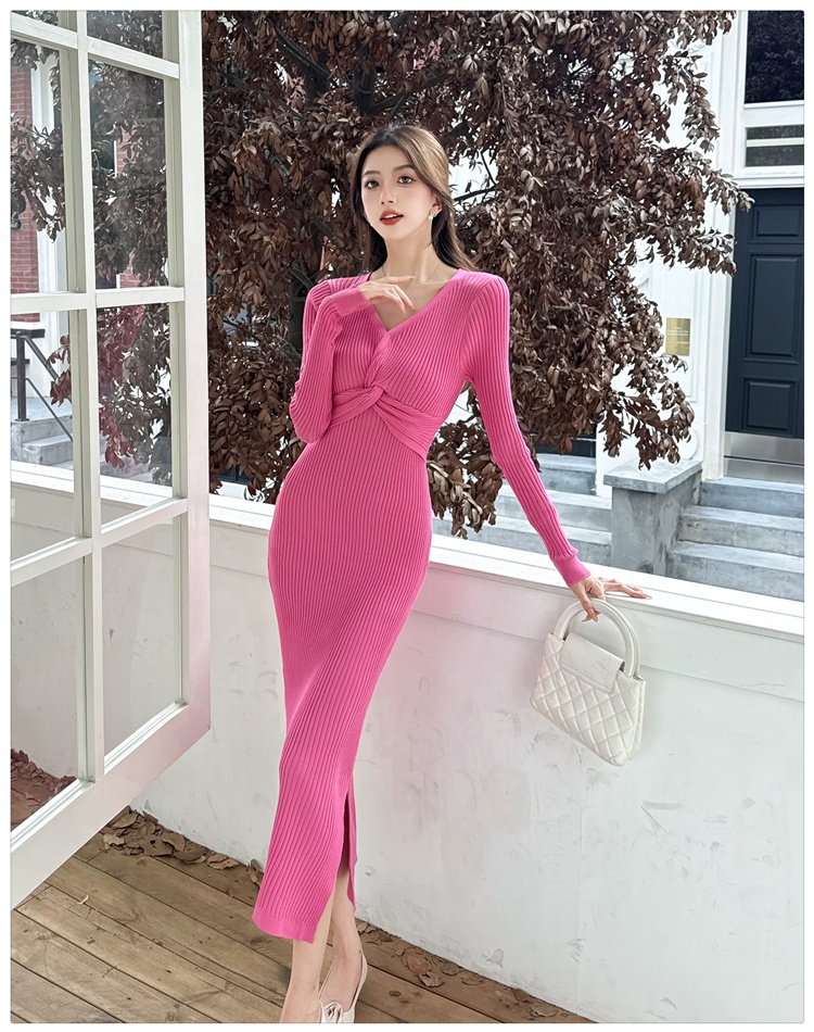 Knitted France style Casual light luxury slim dress