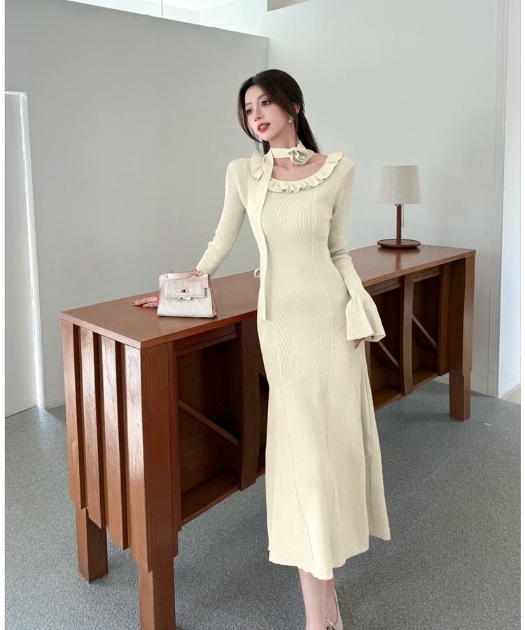 Scarf slim dress temperament long dress for women