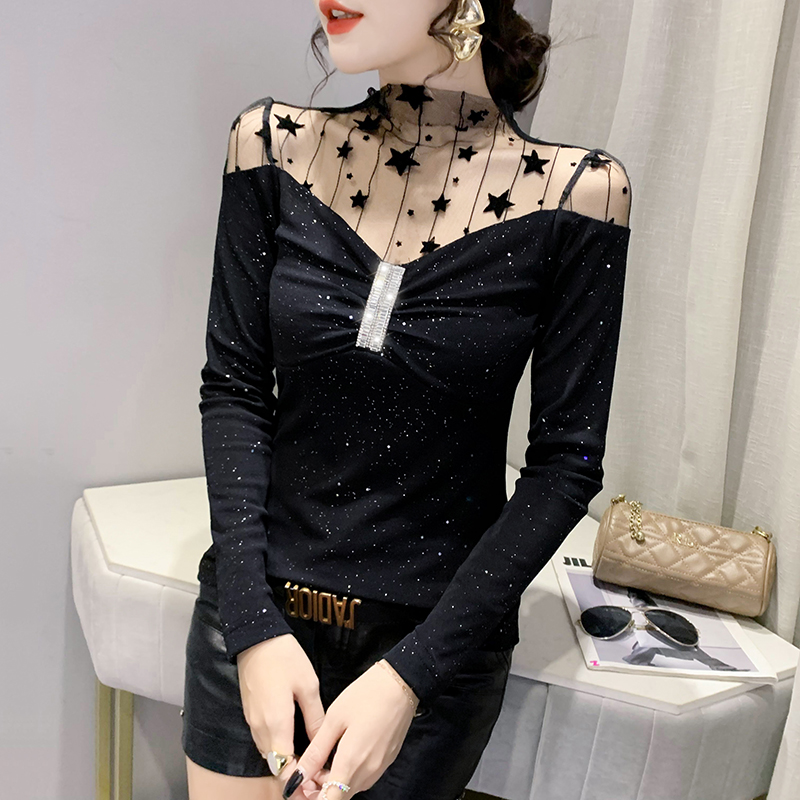 Western style Korean style T-shirt bottoming slim tops for women