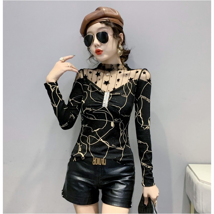 Western style Korean style T-shirt bottoming slim tops for women