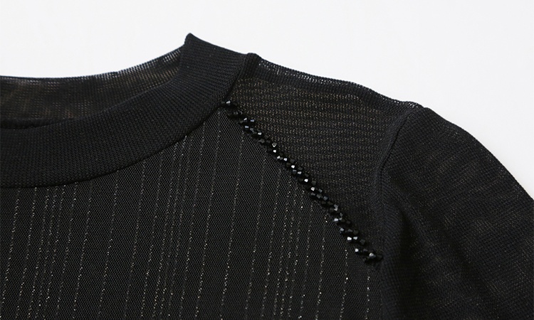 Slim simple pullover tops unique beading bottoming shirt