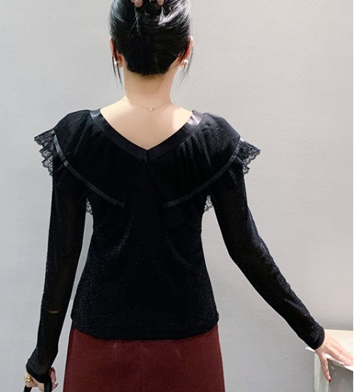 Simple T-shirt lace collar bottoming shirt for women