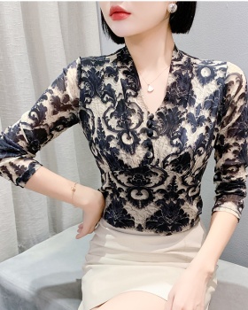 Long sleeve printing small shirt slim T-shirt for women