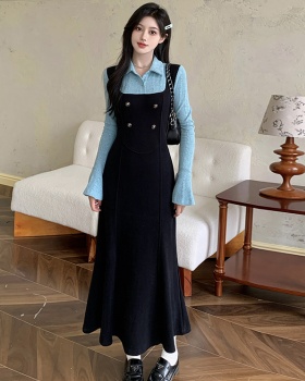 Pseudo-two large yard long dress slim dress for women