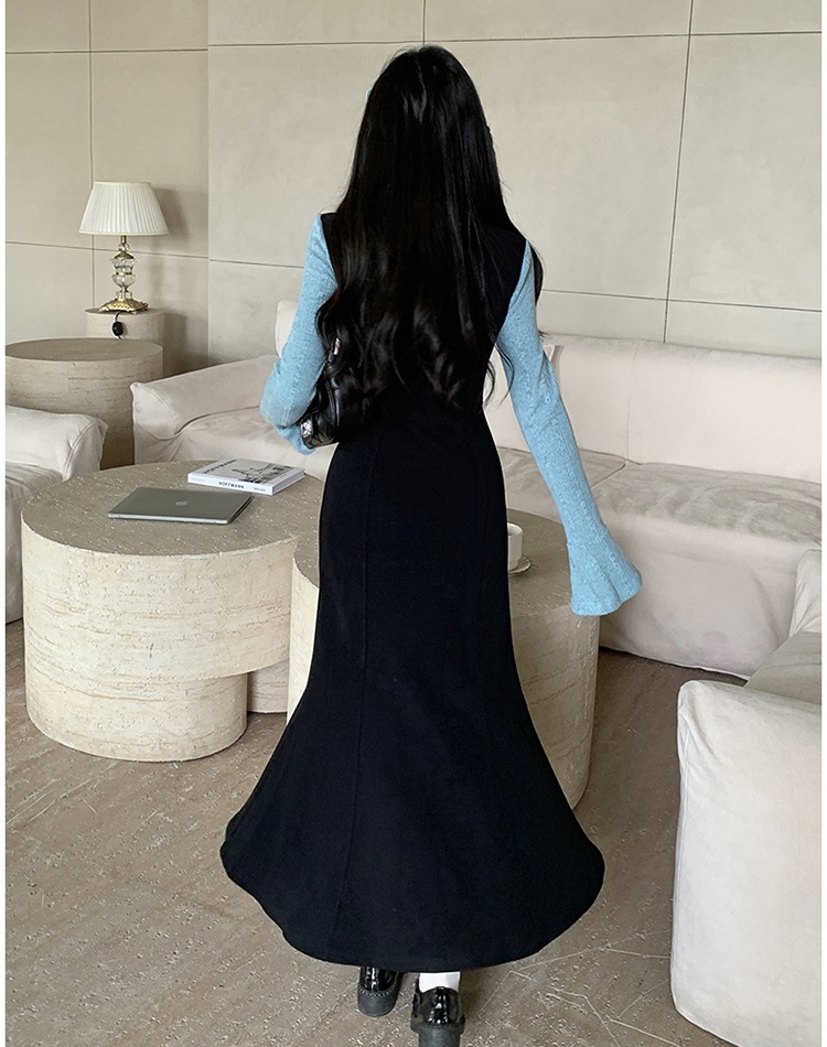 Pseudo-two large yard long dress slim dress for women