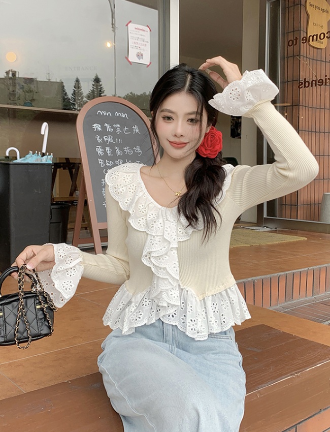 Knitted autumn and winter slim tops for women