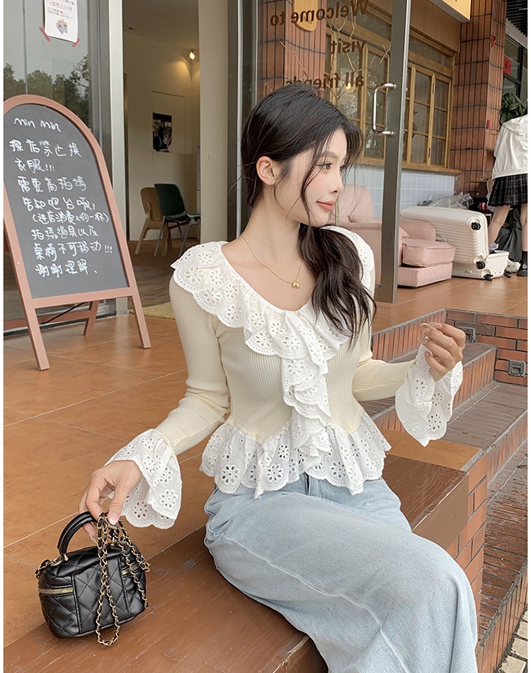 Knitted autumn and winter slim tops for women