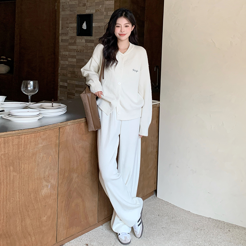 Large yard slim sweater lazy long pants 2pcs set