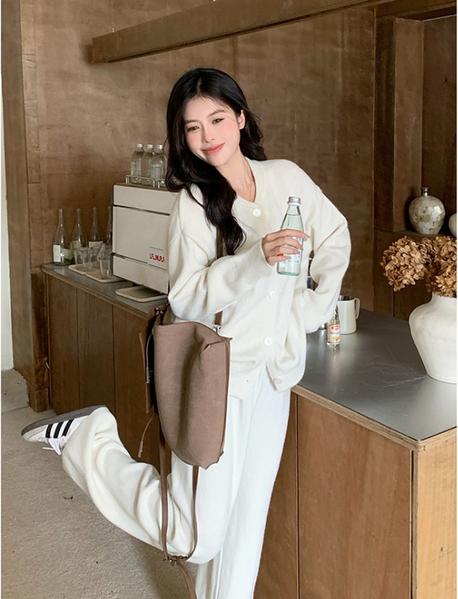 Large yard slim sweater lazy long pants 2pcs set