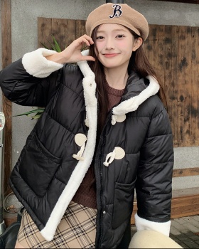 Thick thermal short cotton coat splice sweet lambs wool coat