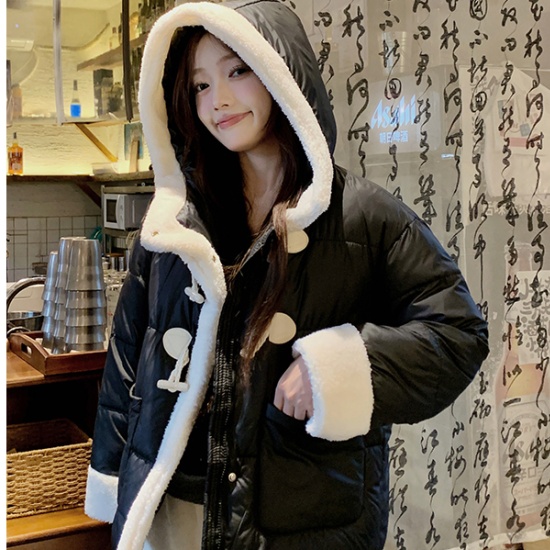 Thick thermal short cotton coat splice sweet lambs wool coat