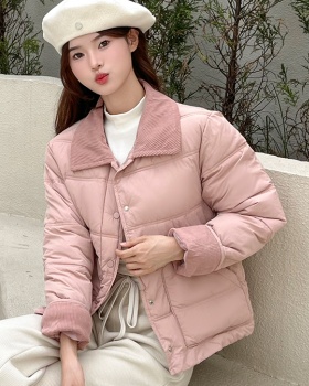 Loose short coat lapel quilted cotton coat