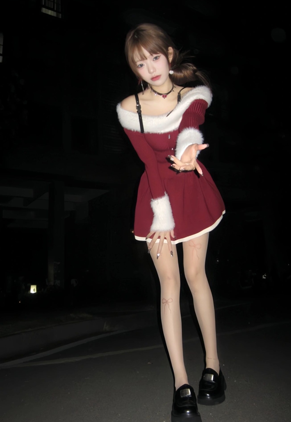 Knitted spicegirl autumn and winter sweet dress for women