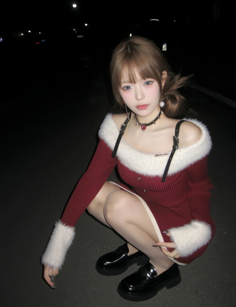 Knitted spicegirl autumn and winter sweet dress for women