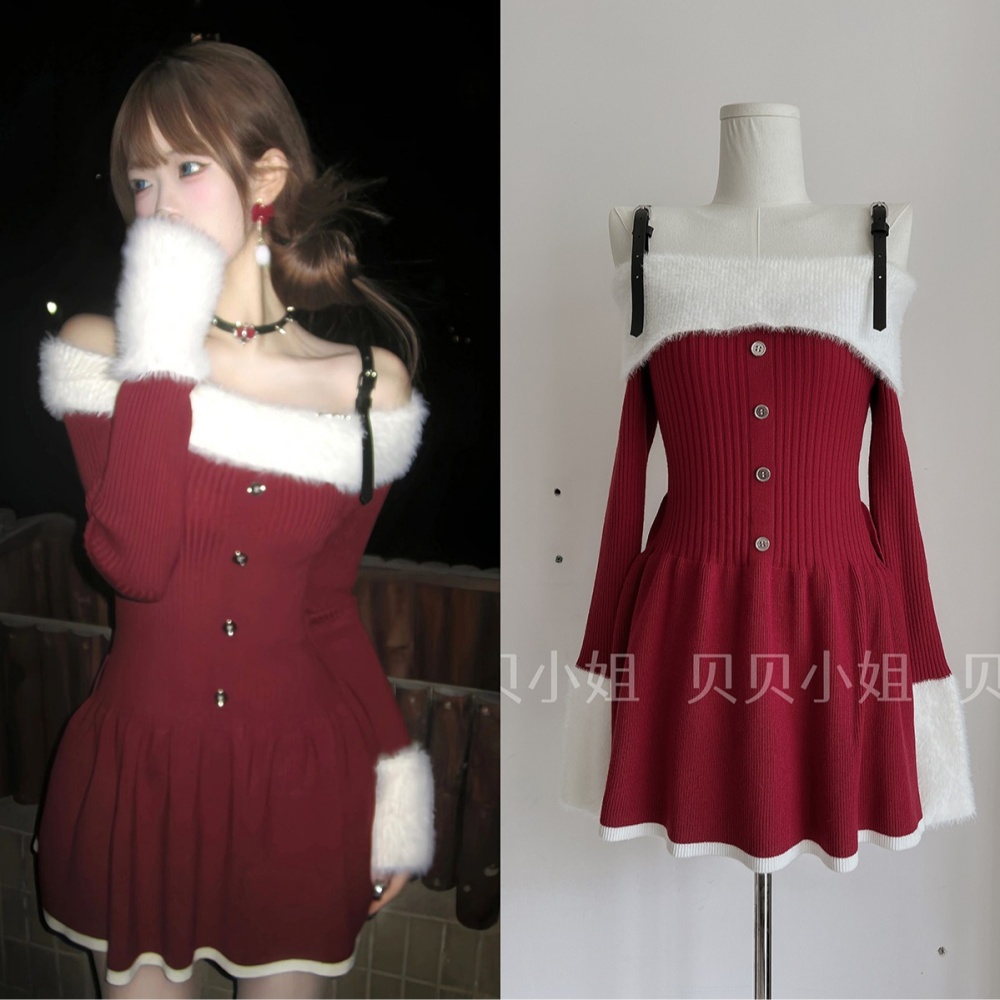 Knitted spicegirl autumn and winter sweet dress for women