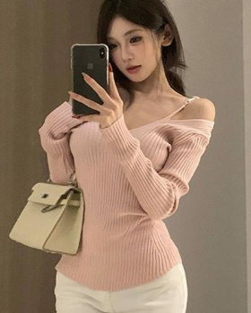 Enticement tender strapless sweater V-neck bottoming tops