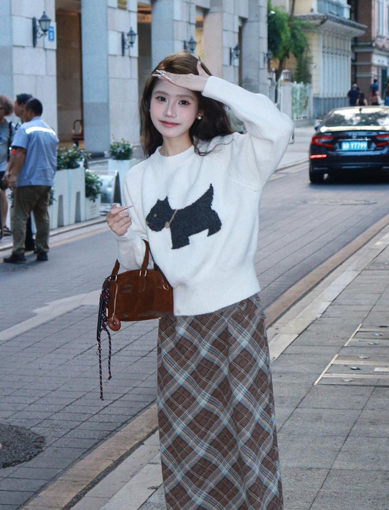 Korean style puppy tops cartoon sweater for women