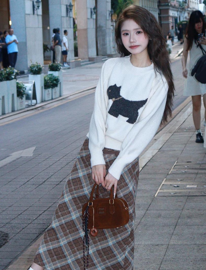 Korean style puppy tops cartoon sweater for women