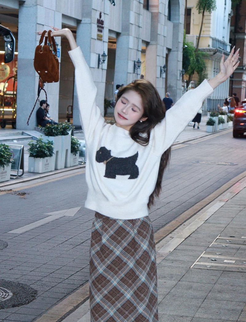 Korean style puppy tops cartoon sweater for women